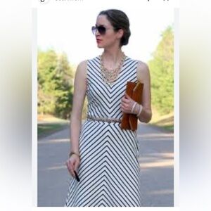 NWT Banana Republic navy and white Elegant Striped Midi Dress 6